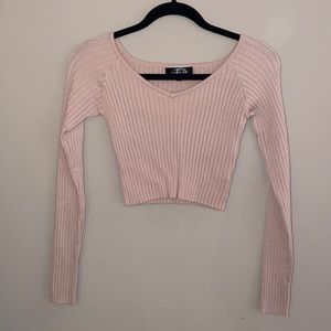 Ribbed Cropped V-neck